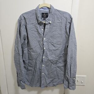 American Eagle Blue Gingham Button Up